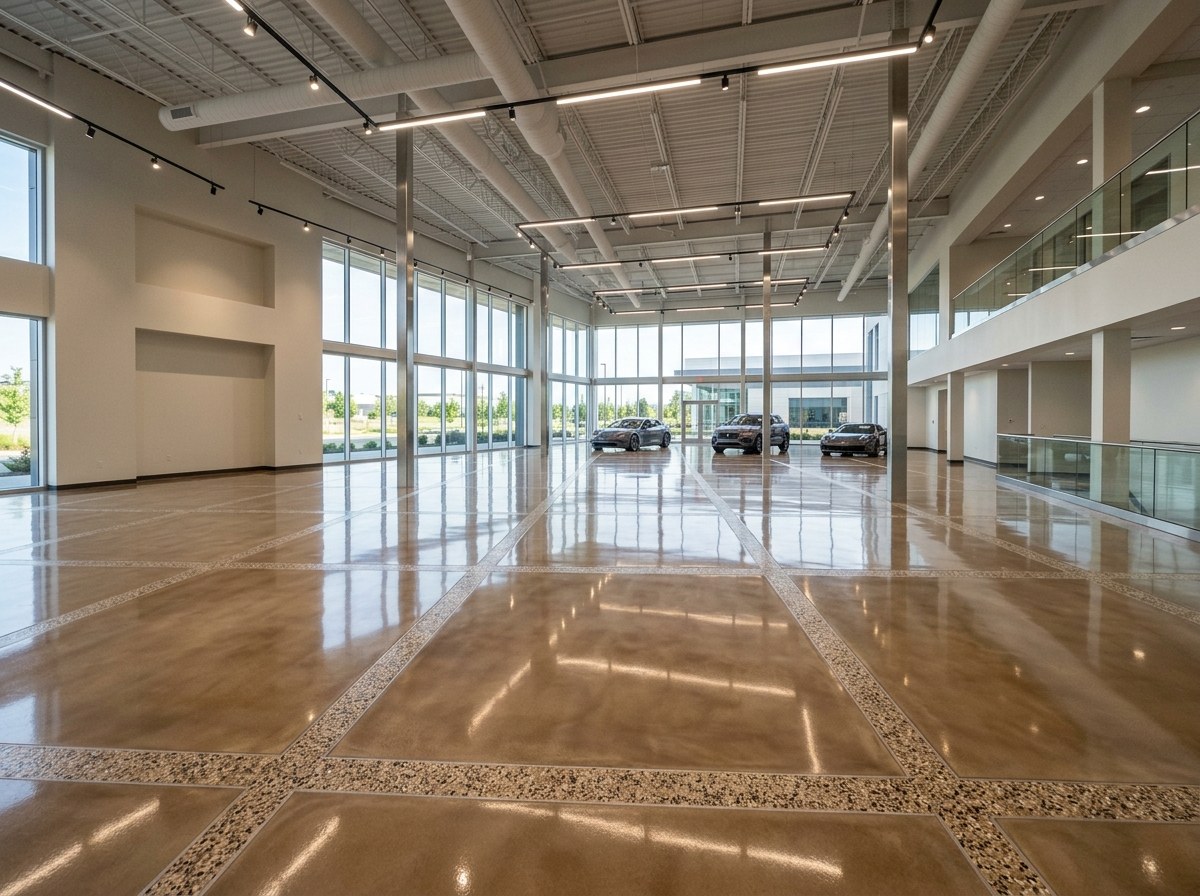 Industrial epoxy floor in a warehouse facility